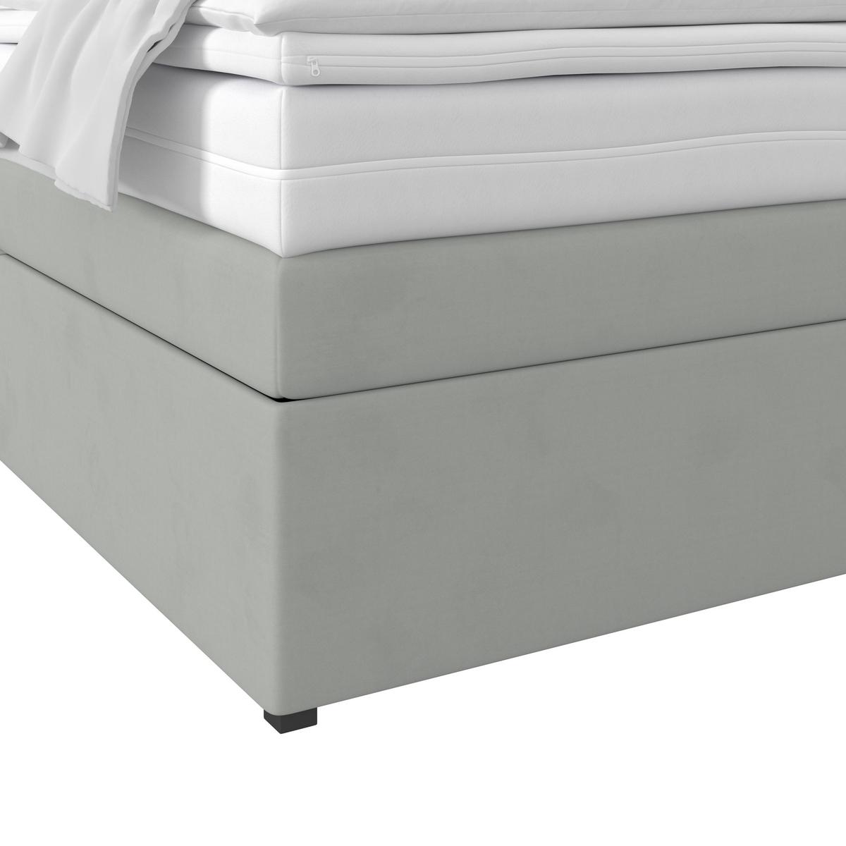 Boxspringbett mit Topper & Bettkasten 140x200 Rossa - Silberfarben/Schwarz, MODERN, Holzwerkstoff/Textil (140/200cm)