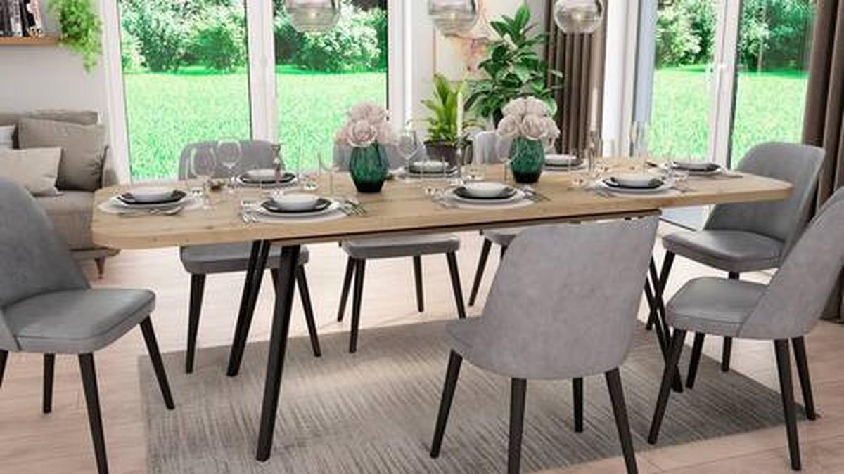 Esstisch Life Eiche Artisan/schwarz B: 76 Cm - Schwarz/Eiche Artisan, LIFESTYLE, Holzwerkstoff/Metall (160/90/76cm) - MID.YOU