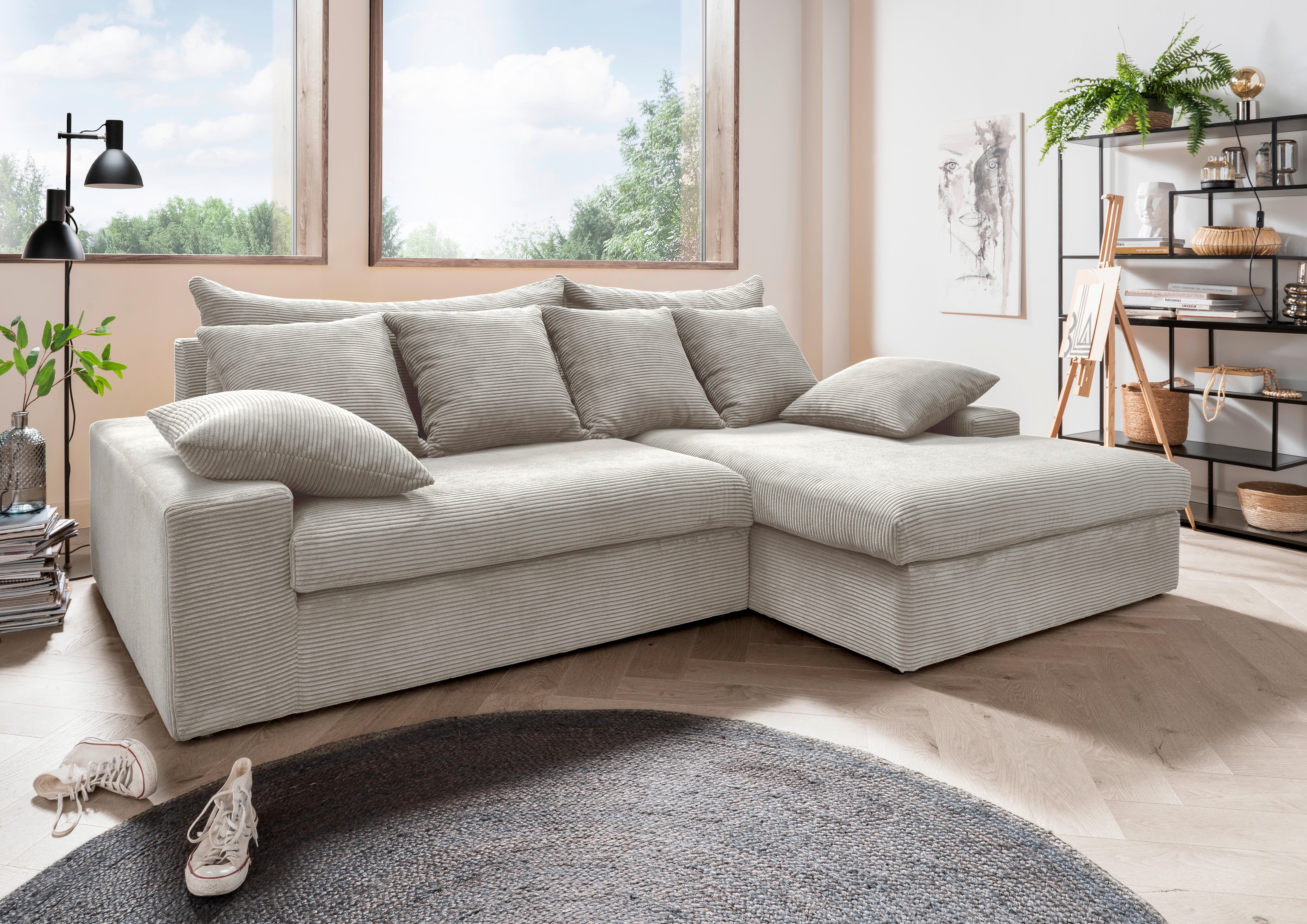 Ecksofa Avellino Silberfarben S: 278/200 cm - Silberfarben/Schwarz, MODERN, Textil (278/200cm) - Livetastic