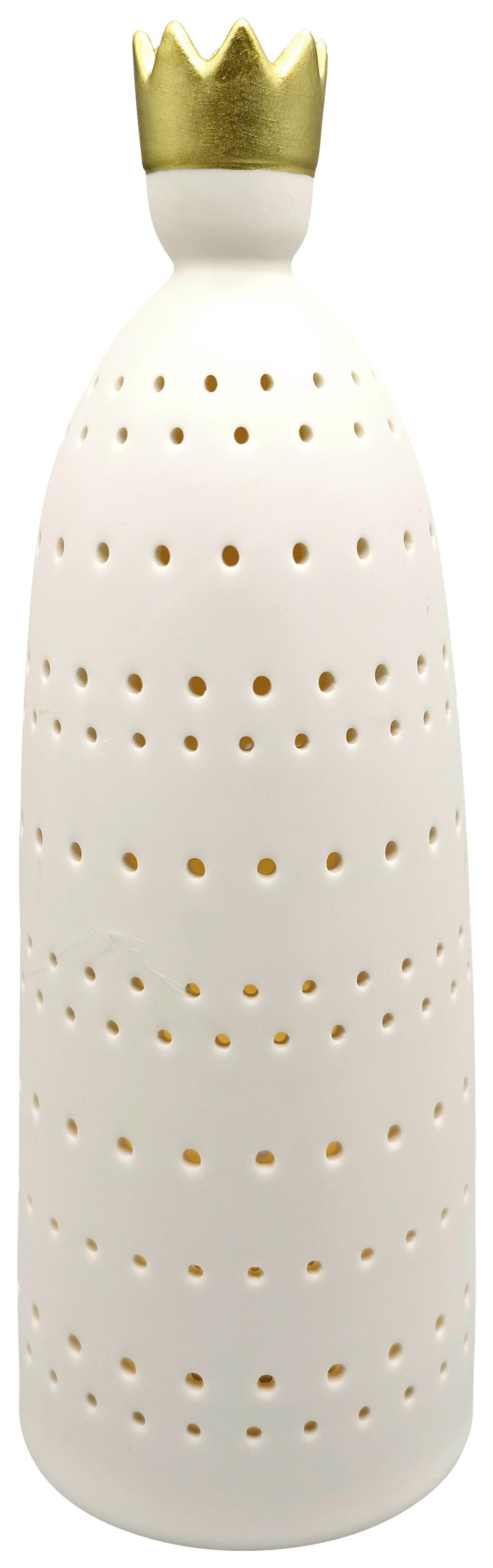 LED vianočná figúrka KING - biela/zlatá, Konventionell, keramika (8,5/25,5cm) - Mömax