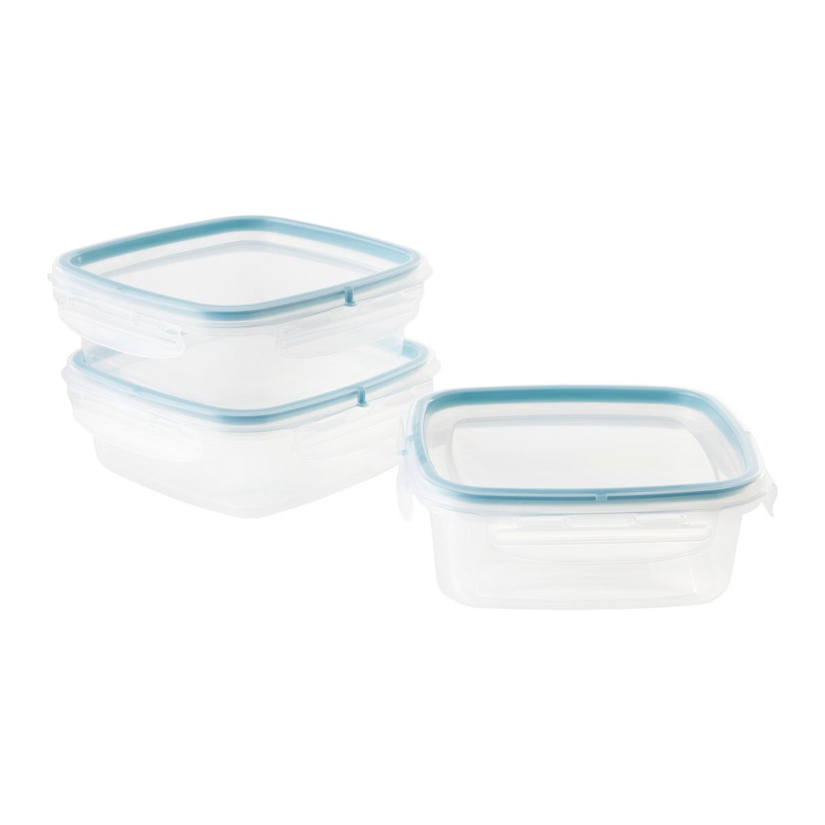 Sada dóz na uskladenie objem: 0,5 L - priehľadné/pastelová modrá, Konventionell, plast (14,7/14,7/8cm) - Mömax