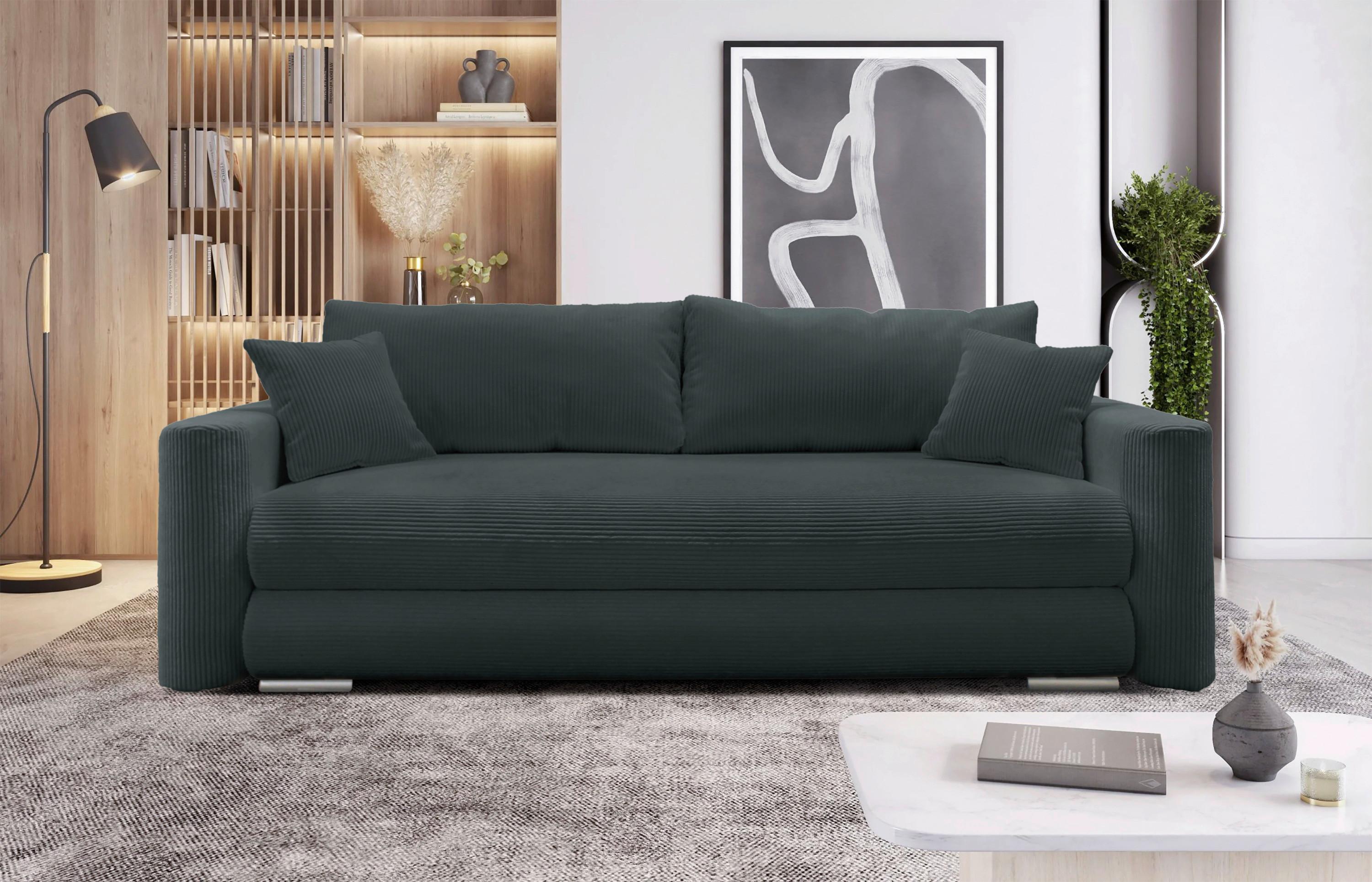 Schlafsofa Ralf Dunkelgrau B: 232 Cm - Dunkelgrau/Silberfarben, Design, Textil (232/88/105cm) - MID.YOU