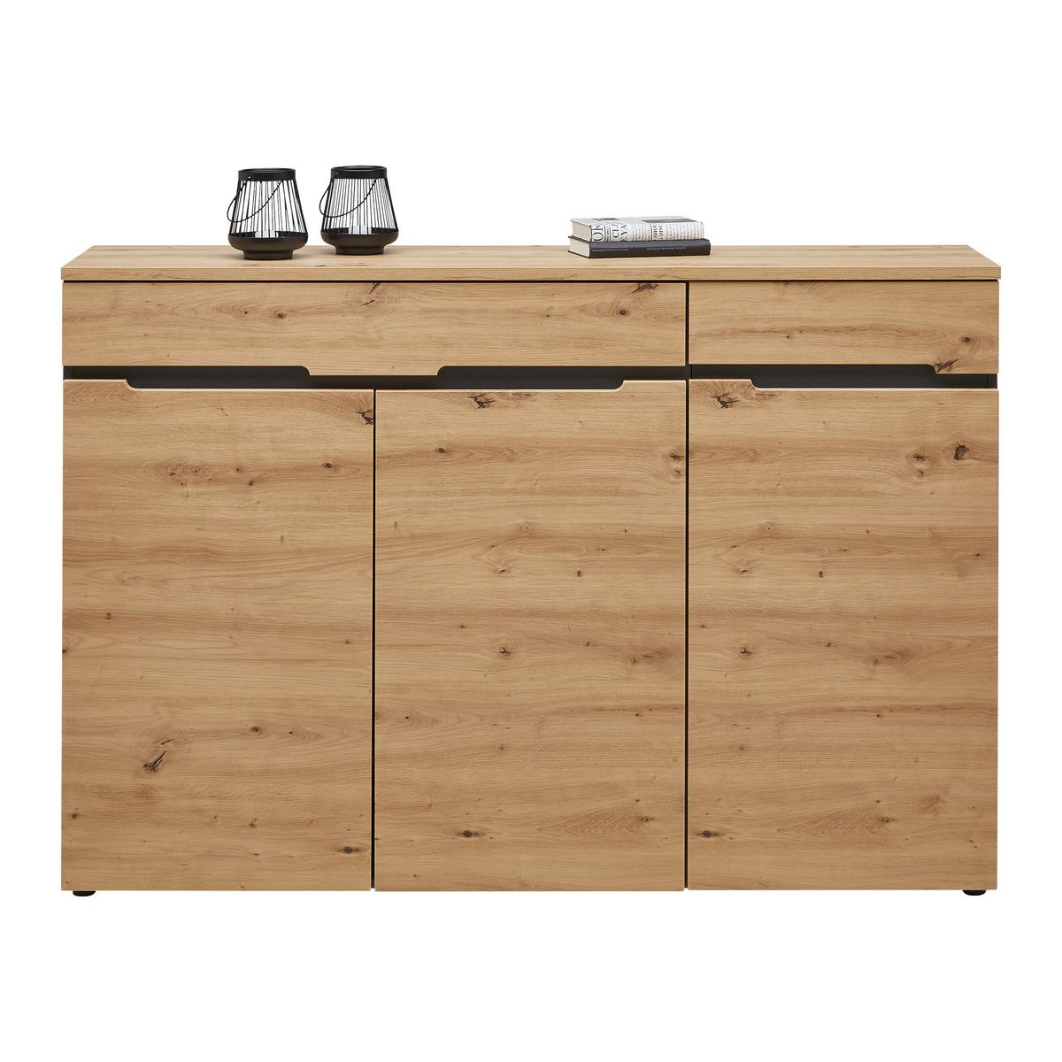 ŠIROKÁ KOMODA MEMPHIS -EXKLUSIV- - černá/barvy grafitu, Moderní, kompozitní dřevo (150/107/38cm) - Mömax