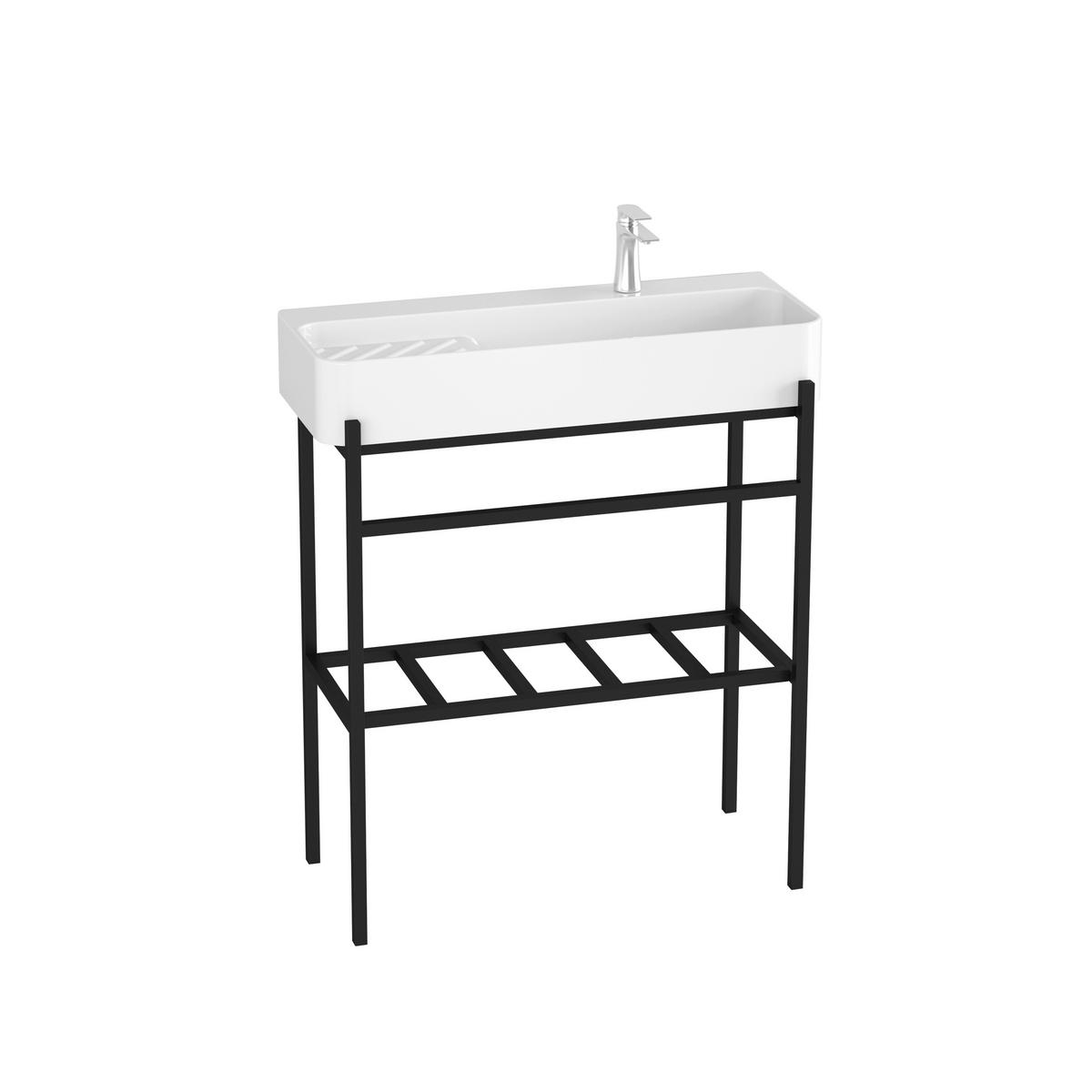 Waschbecken Delta 80 - Schwarz/Weiß, KONVENTIONELL, Keramik/Metall (80/82/31cm) - Sanotechnik