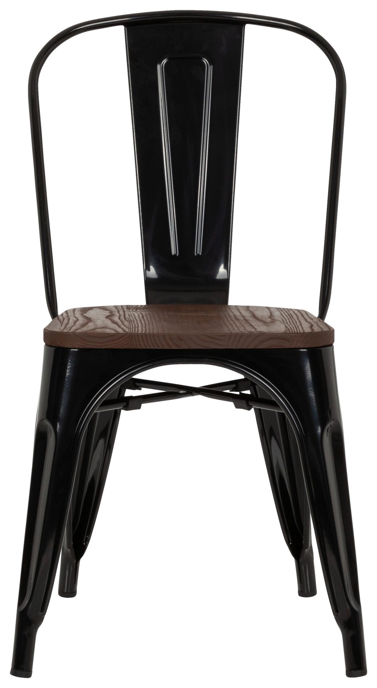 Stuhl Vantaggio Comfort W Stapelbar Schwarz/dunkelbraun - Dunkelbraun/Schwarz, Basics, Holz/Metall (44/84/54cm) - MID.YOU