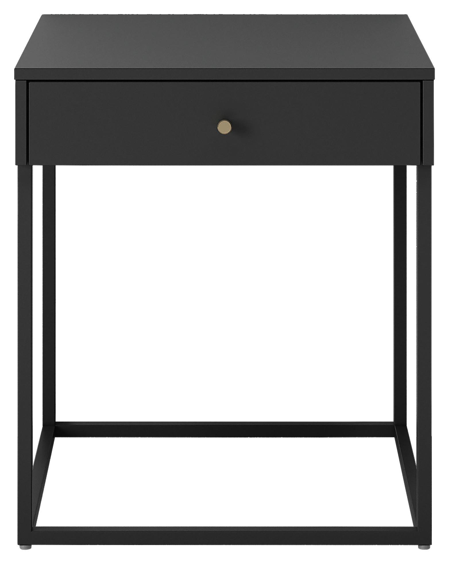 Nachtkästchen Schwarz Stahl H: 50 cm Mona - Schwarz, MODERN, Metall (41/50/43cm)