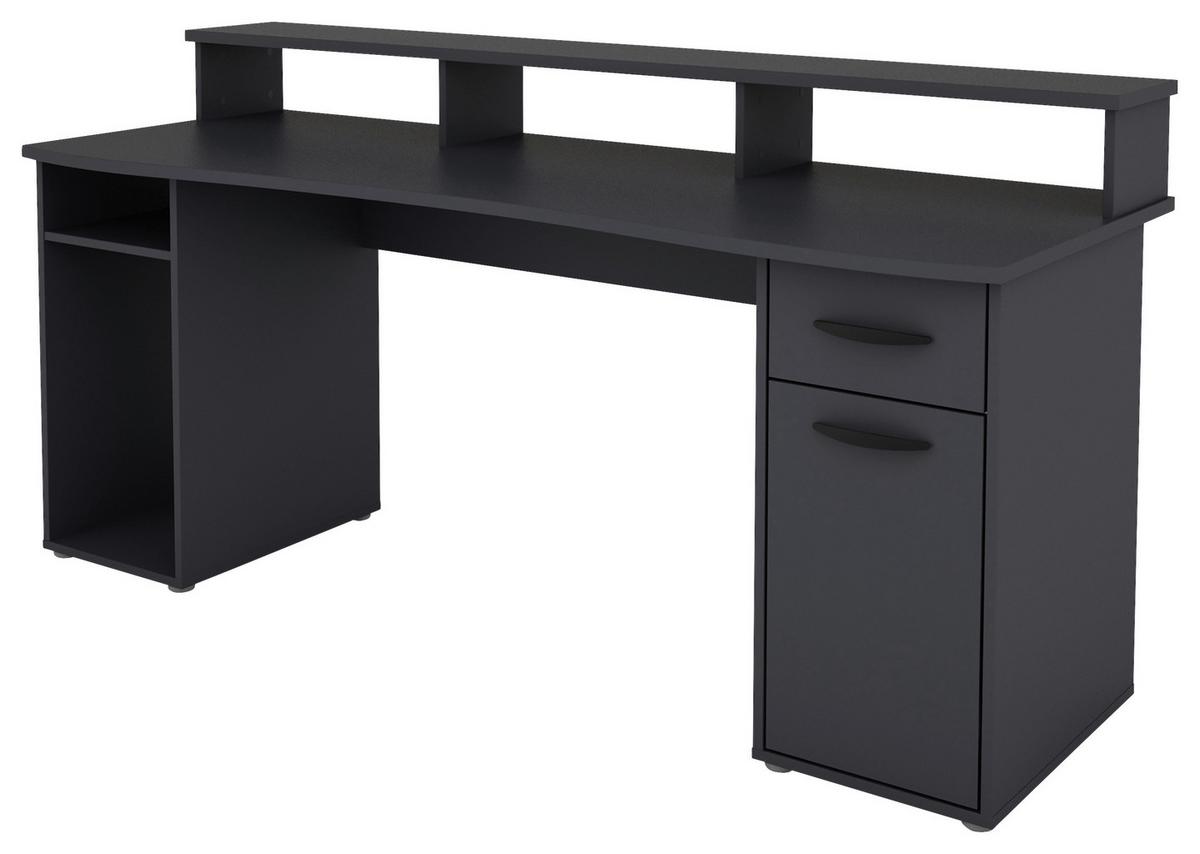 Schreibtisch mit Stauraum B180 H77 cm Fantastic, Anthrazit - Anthrazit, MODERN, Holzwerkstoff (180/65/93cm) - MID.YOU