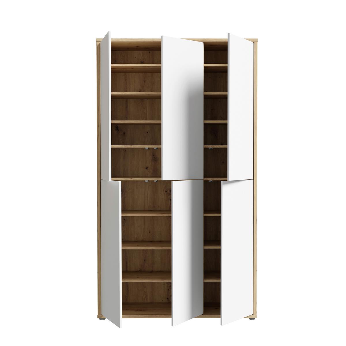 Skriňa na topánky, sivá/dub artisan, š: 109,2cm - sivá/svetlosivá, Modern, kompozitné drevo/plast (109,2/191,9/34,9cm)
