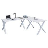 Eckschreibtisch Lona 190x160cm Weiß - Weiß, MODERN, Holzwerkstoff/Metall (190/50/76cm) - MID.YOU