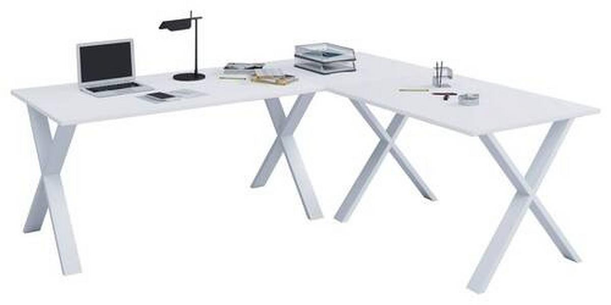 Eckschreibtisch Lona 190x160cm Weiß - Weiß, MODERN, Holzwerkstoff/Metall (190/50/76cm) - MID.YOU
