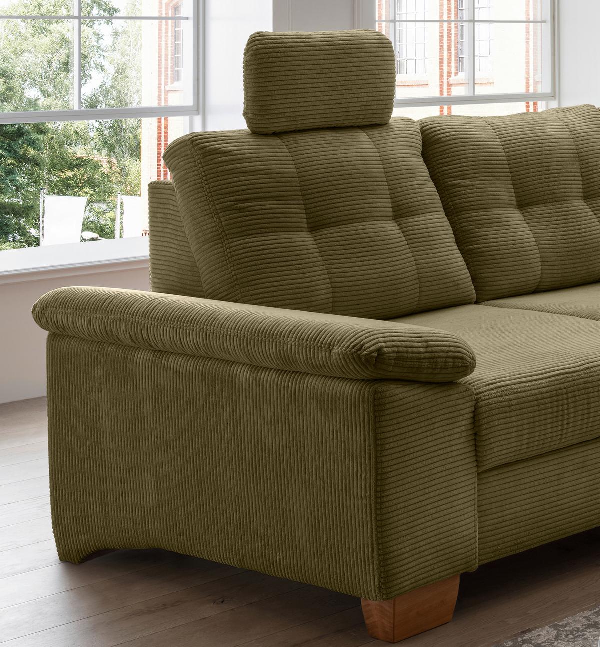 Ecksofa Brizzini Olivgrün S: 274x206 Cm - Naturfarben/Olivgrün, MODERN, Textil (274/206cm) - Livetastic