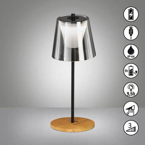 LED-Außenleuchte 50747 Shine-Wood - Schwarz, Natur, Glas/Metall (15/35cm) - Fischer & Honsel