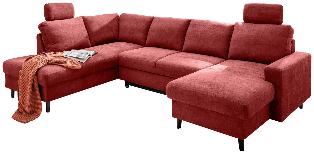 Wohnlandschaft Passione Rot U: 200x305x153 cm - Rot/Schwarz, MODERN, Textil (200/305/153cm) - Livetastic