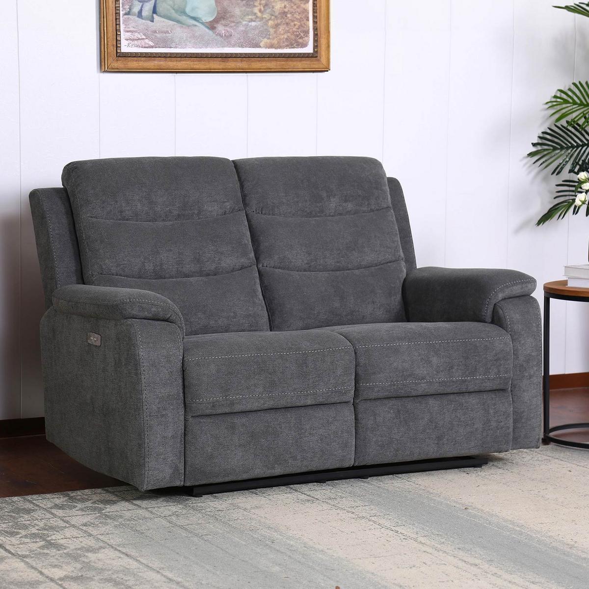 Dvoumístná relaxační pohovka Manchester, šedá - šedá/černá, Konvenční, textil/plast (153/102/93cm) - Based