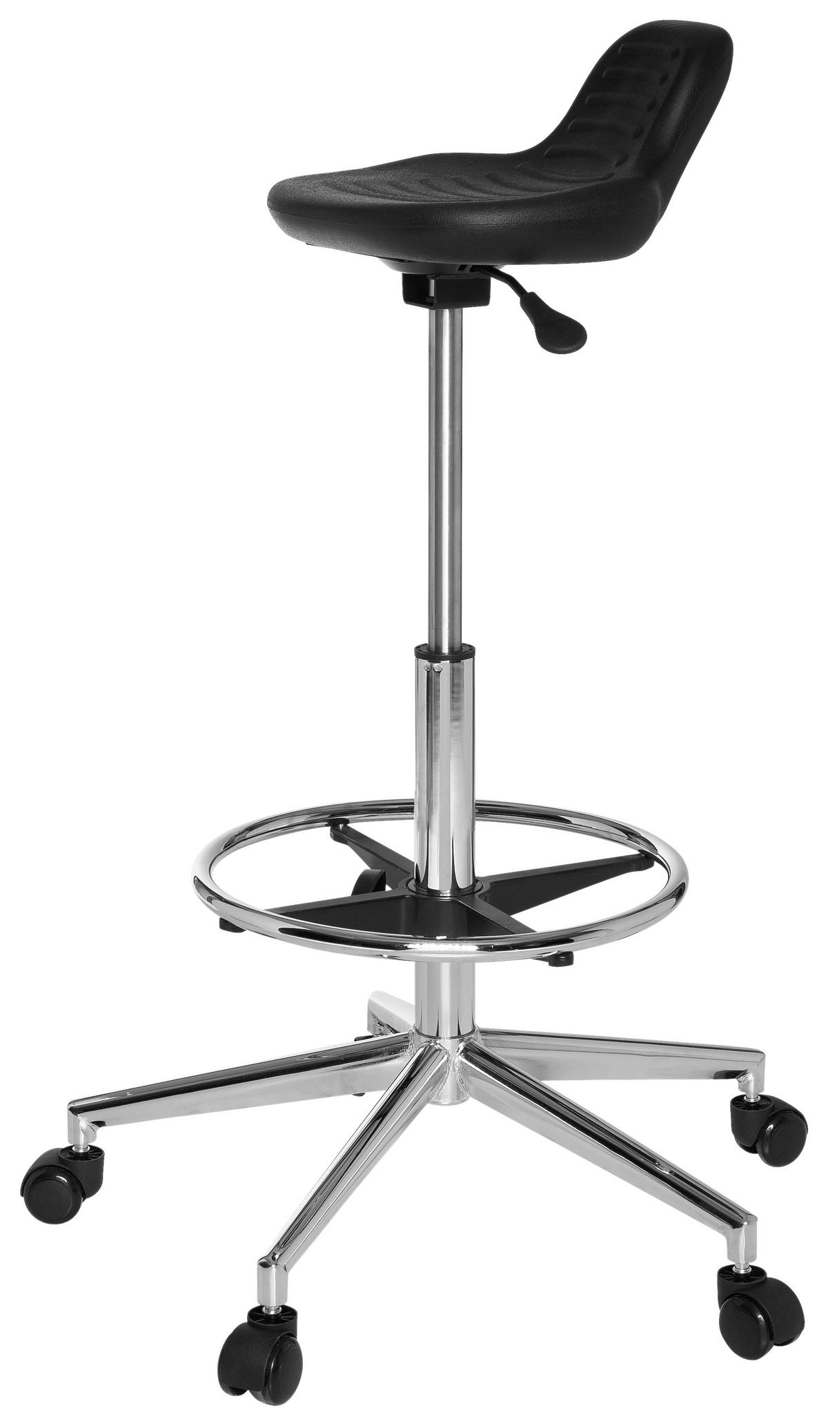 Bürohocker Top Work 03 Schwarz Bis 100kg - Chromfarben/Schwarz, MODERN, Kunststoff/Metall (32/74/35cm) - MID.YOU