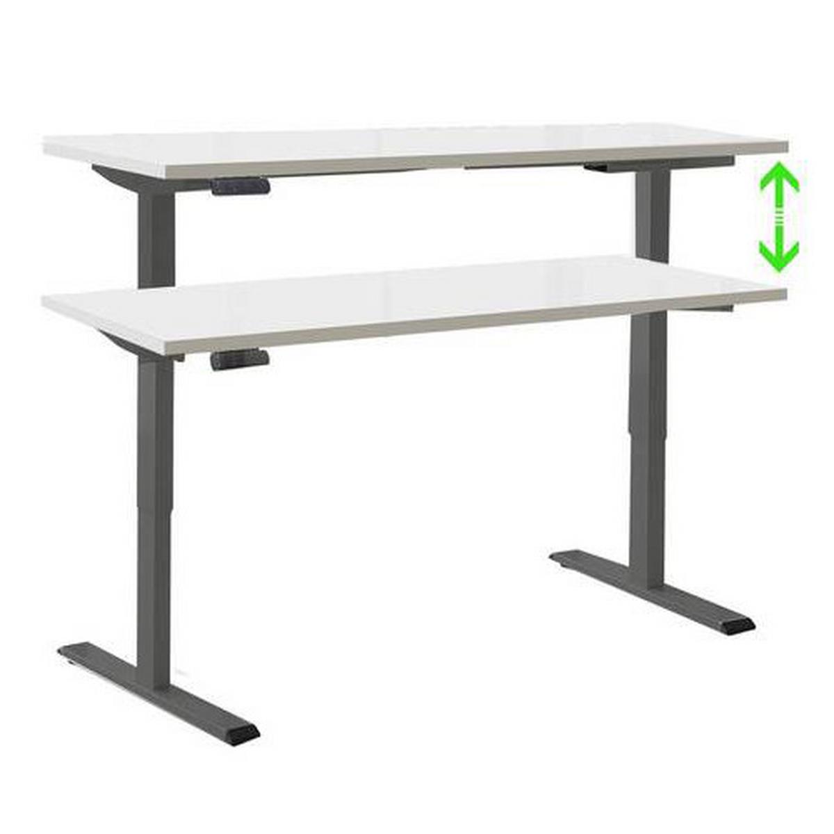 Schreibtisch Office Edition Anthrazit/weiß B: 138 Cm - Anthrazit/Weiß, MODERN, Holzwerkstoff/Metall (138/69-119/67cm) - MID.YOU