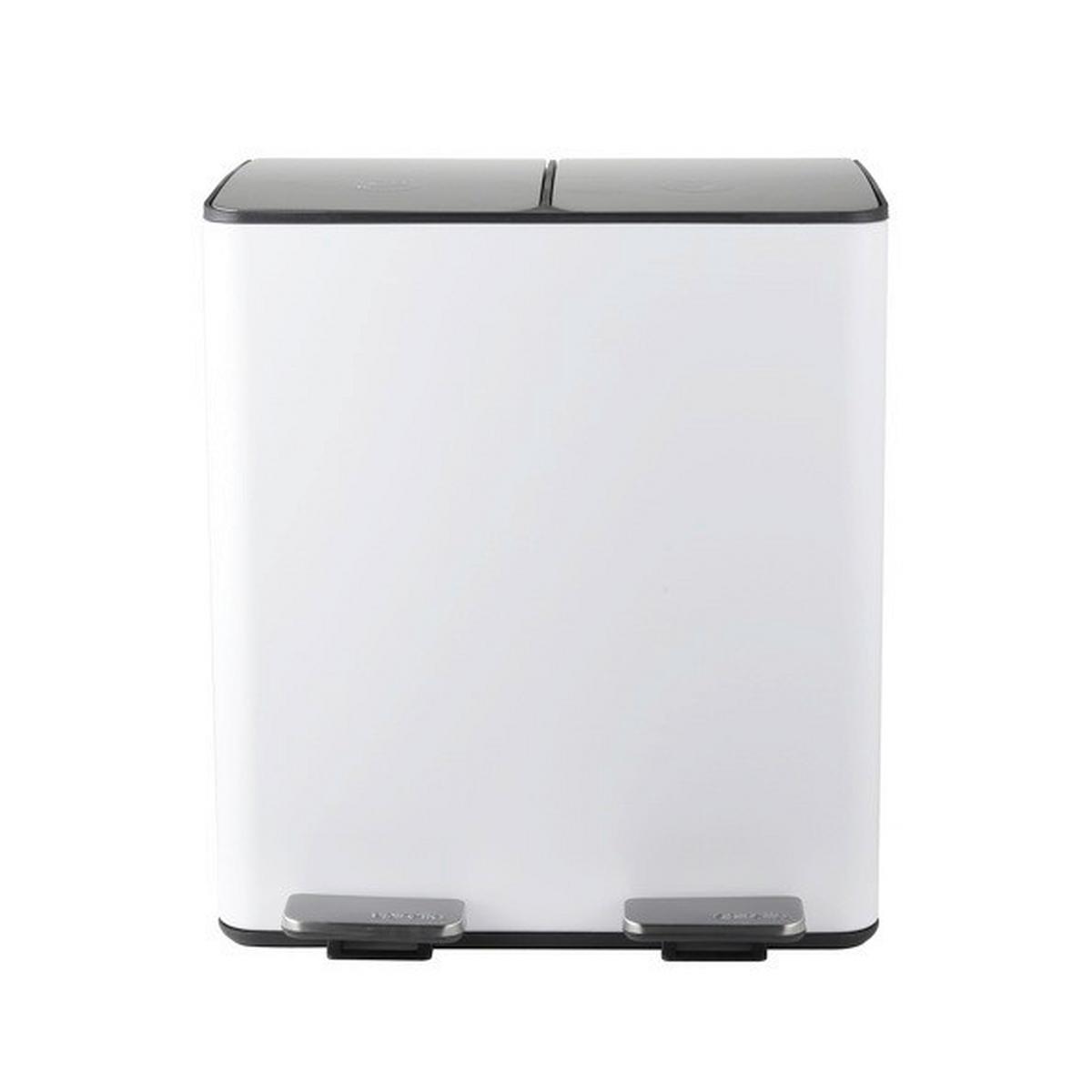 Treteimer Aliya 40l Weiß Metall LxBxH: 45x30x51 cm - Schwarz/Weiß, Basics, Kunststoff/Metall (45/30/51cm) - Spirella