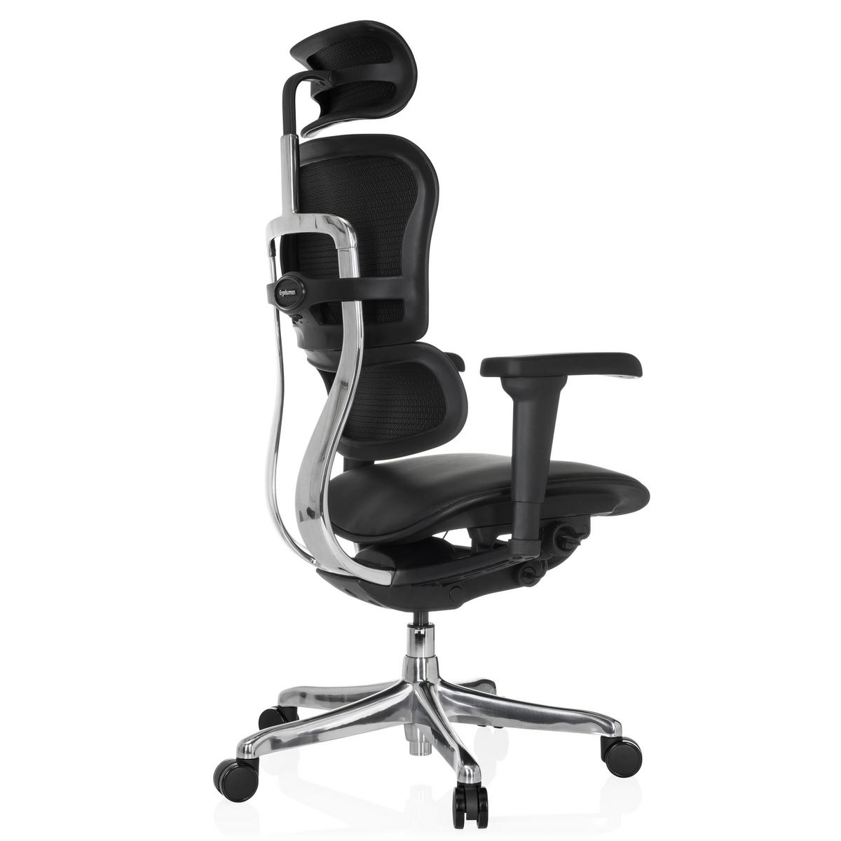 Drehstuhl Schwarz B: 65 Cm - Silberfarben/Schwarz, MODERN, Leder/Kunststoff (65/114-132/60cm) - MID.YOU