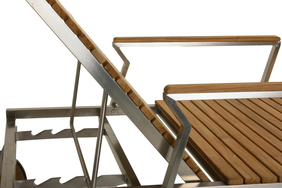 Sonnenliege Denver Teakholz mit Räder - Silberfarben/Teakfarben, Basics, Holz/Metall (197/70/92cm) - Gardenson