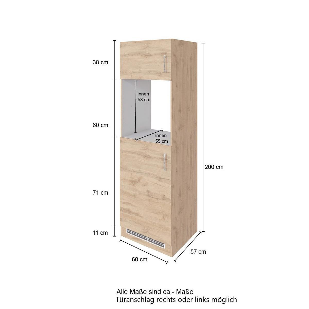 Backofen-/Kühlschrank- Umbauschrank B: 60 cm - Eichefarben, MODERN, Holzwerkstoff (60/200/60cm) - Held