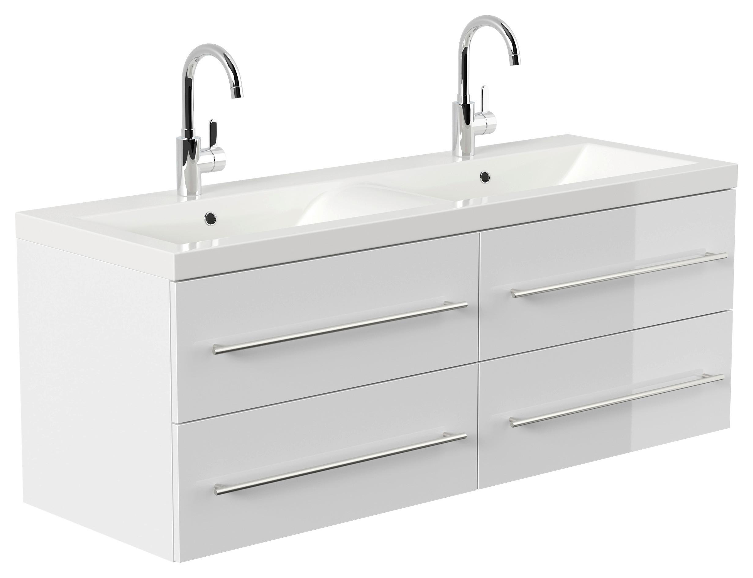 WASCHTISCHKOMBI Fellini, Weiß HG B: 60 cm - Weiß Hochglanz/Weiß, Basics, Keramik/Holzwerkstoff (60cm) - MID.YOU