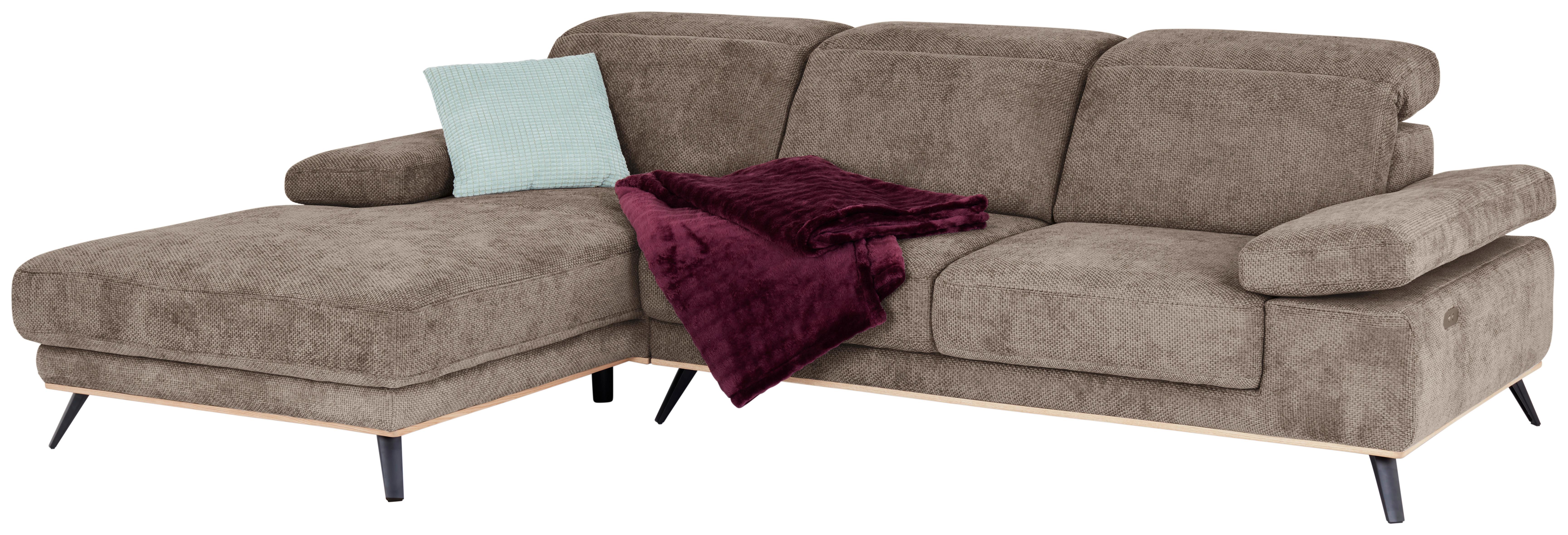 Ecksofa Royce - Schlammfarben/Schwarz, MODERN, Textil (194/283cm)
