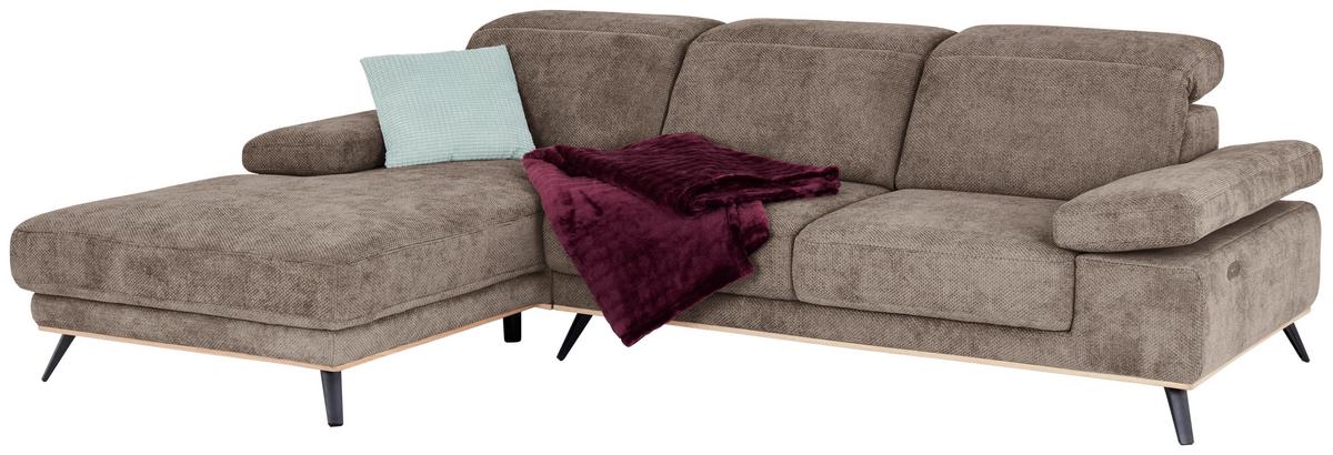 Ecksofa Royce - Schlammfarben/Schwarz, MODERN, Textil (194/283cm)