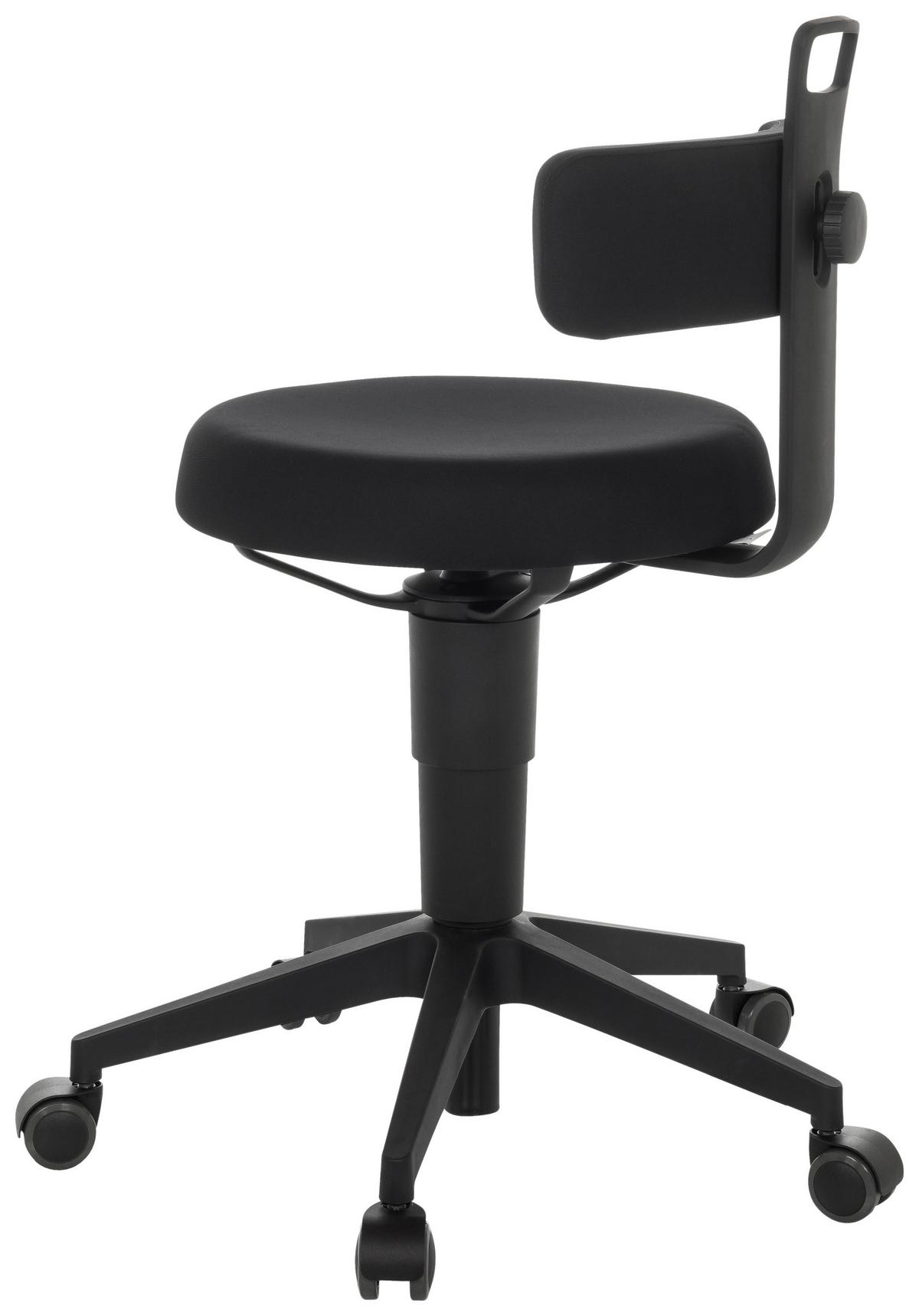 Bürohocker Top Work Flex - Schwarz, Basics, Kunststoff/Textil (40/74-86/46cm) - MID.YOU