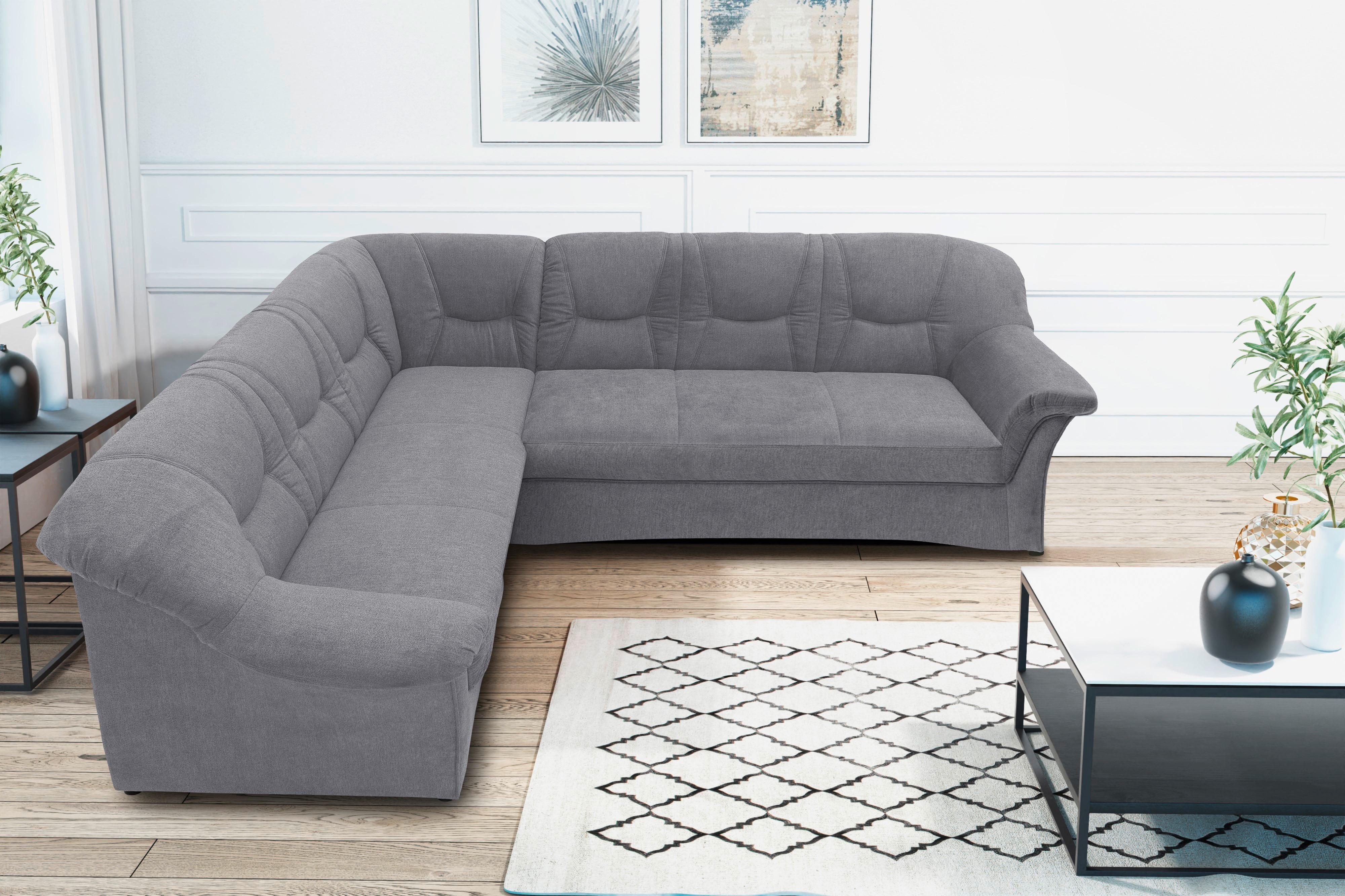 Ecksofa Sarafina Dunkelgrau S: 190x240 Cm - Dunkelgrau/Schwarz, KONVENTIONELL, Textil (190/240cm) - MID.YOU