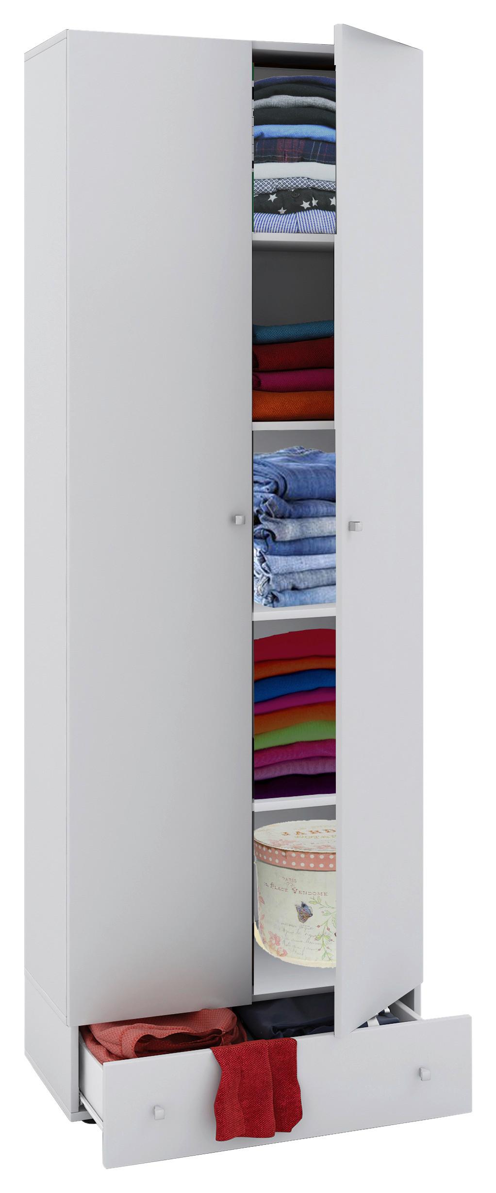 Víceúčelová skříň VANDOL se zásuvkou, bílá - bílá/černá, Moderní, kompozitní dřevo/plast (70/198/39cm) - MID.YOU