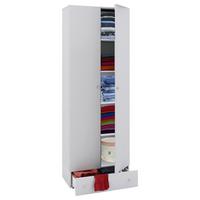 Víceúčelová skříň VANDOL se zásuvkou, bílá - bílá/černá, Moderní, kompozitní dřevo/plast (70/198/39cm) - MID.YOU