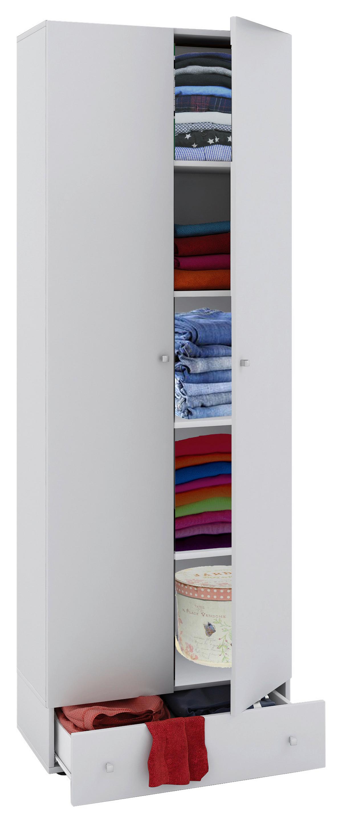 Víceúčelová skříň VANDOL se zásuvkou, bílá - bílá/černá, Moderní, kompozitní dřevo/plast (70/198/39cm) - MID.YOU