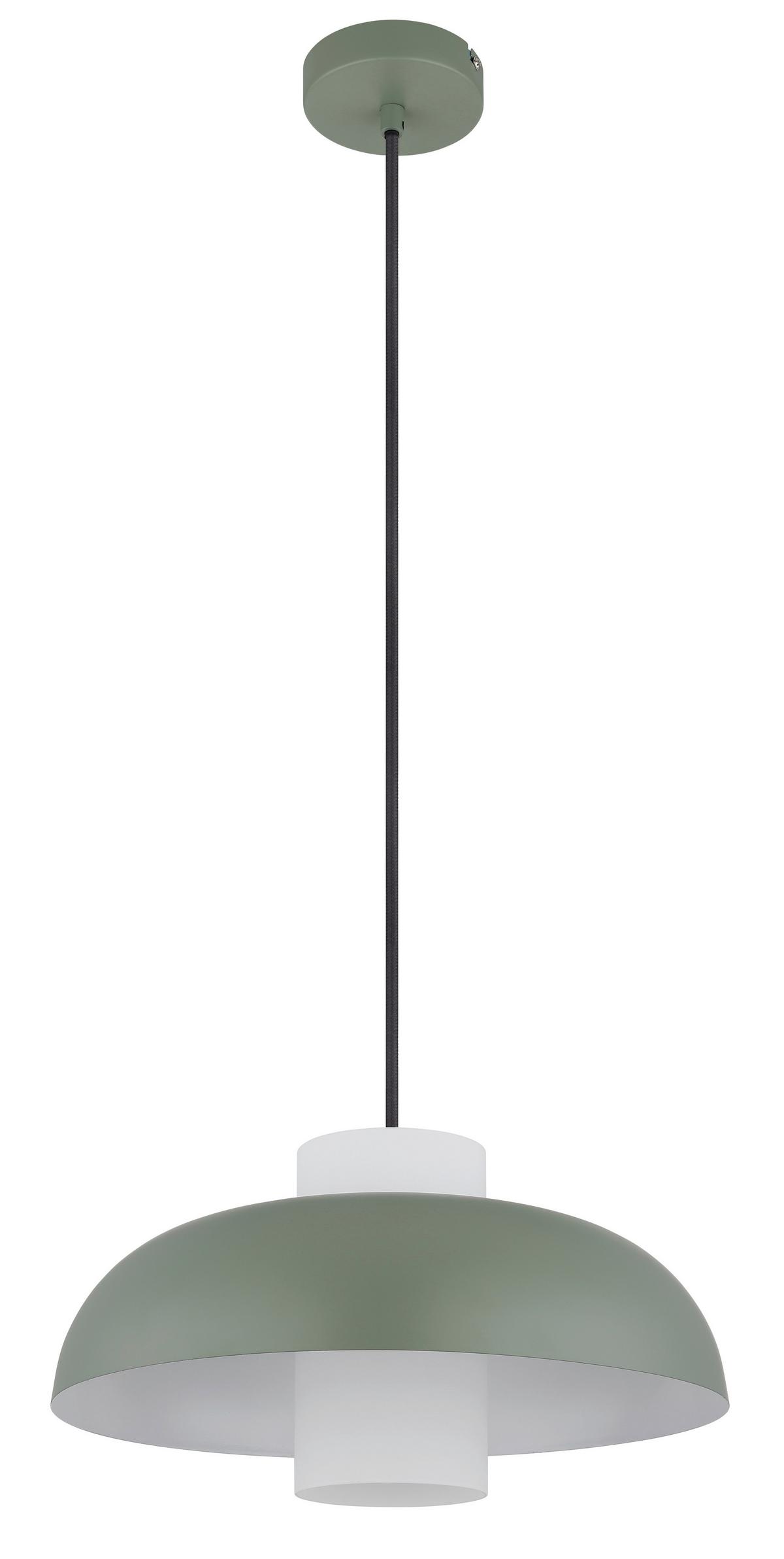 Hängeleuchte 15755g - Weiß/Grün, Trend, Glas/Textil (38/120cm) - Globo