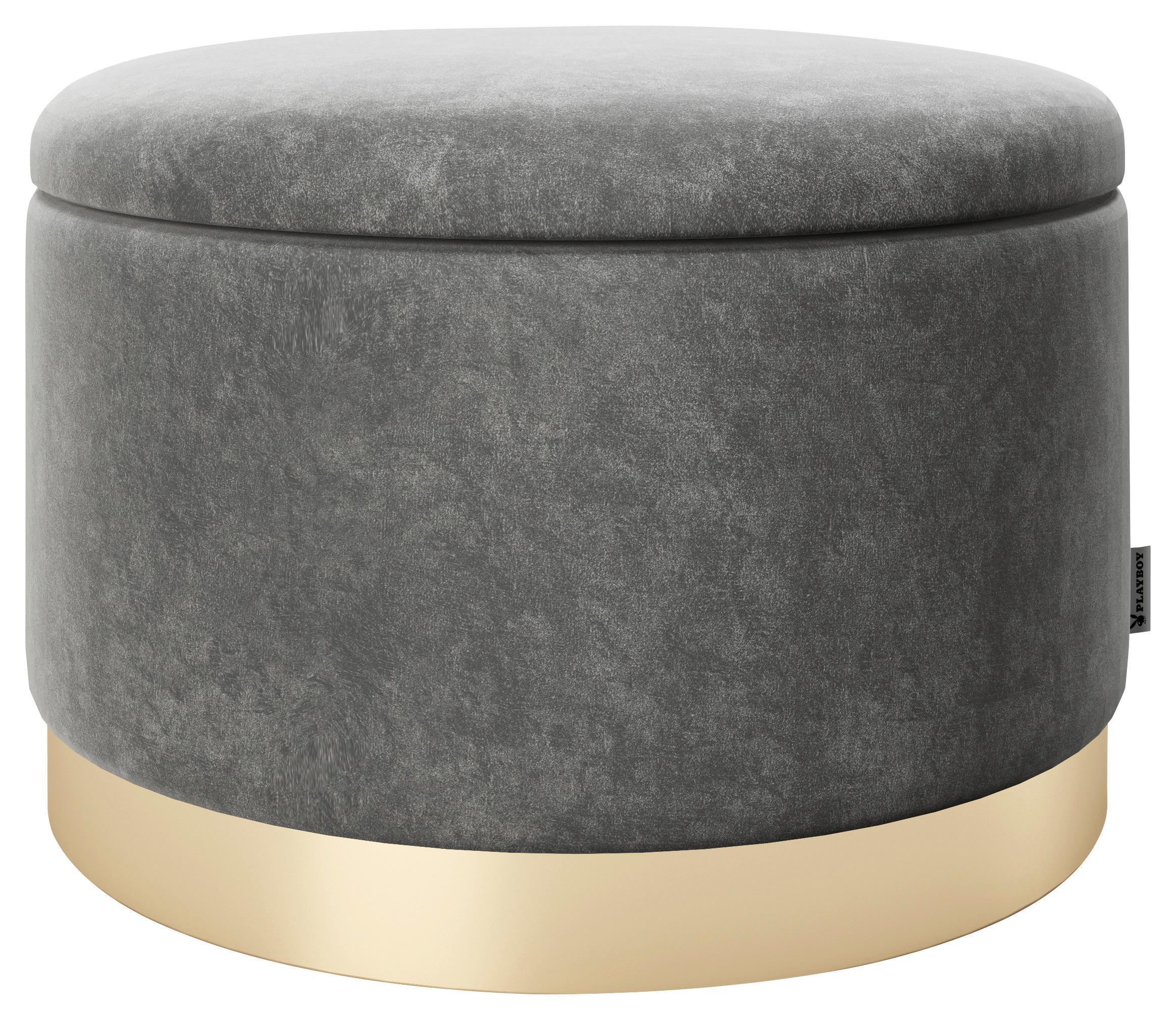 Pouf Sue Samt Anthrazit/ Goldfarben DxH 55x35 cm - Anthrazit/Goldfarben, LIFESTYLE, Textil (55/35/55cm) - Playboy