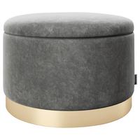 Pouf Sue Samt Anthrazit/ Goldfarben Dxh 55x35 Cm - Anthrazit/Goldfarben, LIFESTYLE, Textil (55/35/55cm) - Playboy