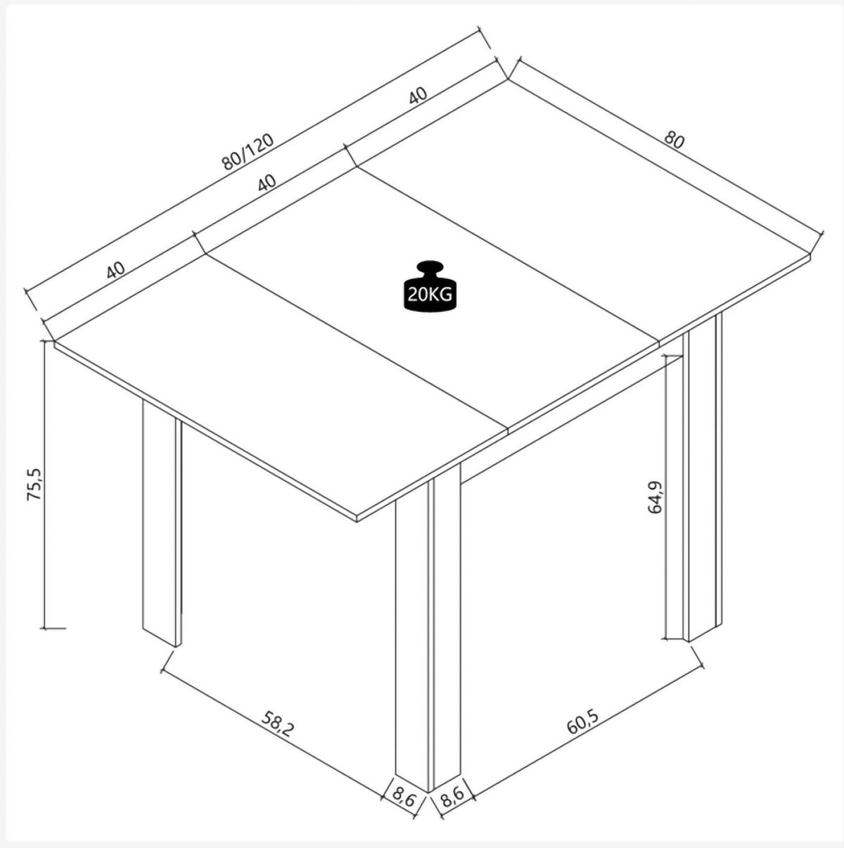 ESSTISCH Pesoli Weiß L: 80cm - Weiß, MODERN, Holzwerkstoff (80/75/80cm) - MID.YOU
