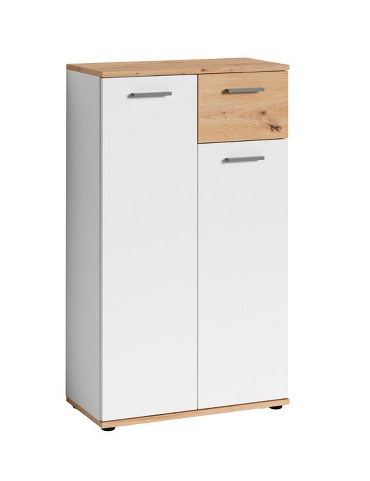 Garderobe Jakob 5-teilig Eiche Artisan/weiß B: 49 Cm - Weiß/Eiche Artisan, Design, Glas/Holzwerkstoff (49/196/30cm) - MID.YOU