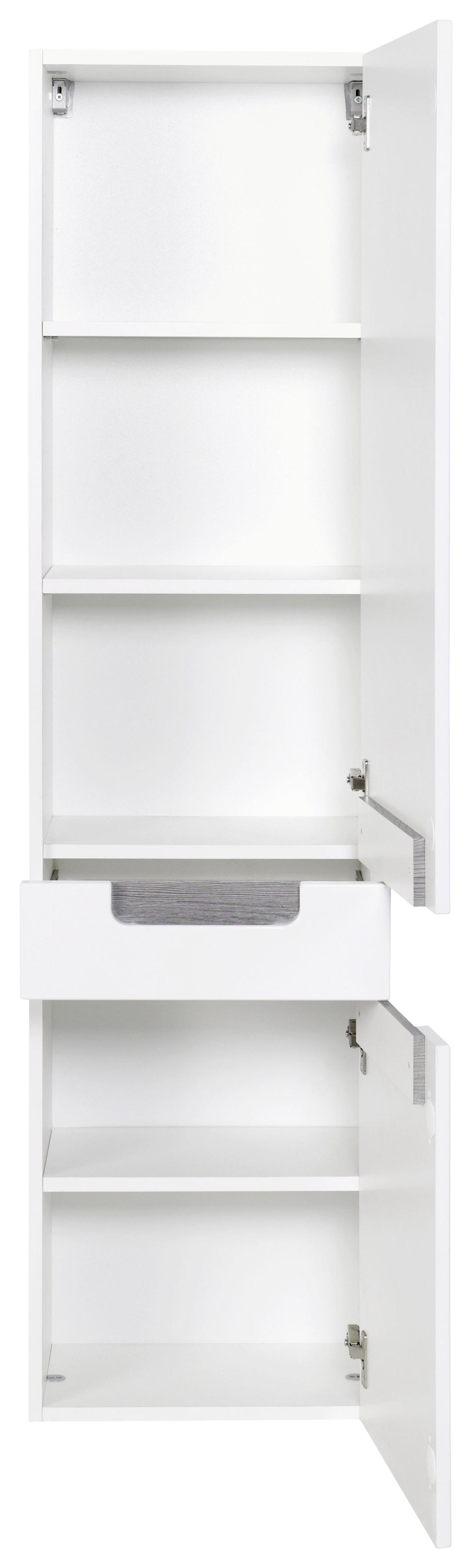 Hochschrank mit Türdämpfer Siena 40cm, Weiß/Eiche Dekor - Weiß/Silbereichenfarben, MODERN, Holzwerkstoff (40/154/27cm) - Held