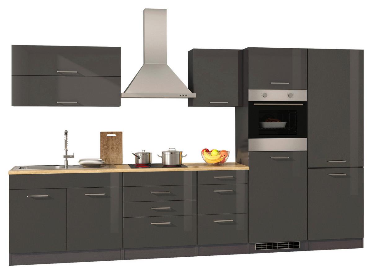 Küchenblock Mailand Graphitfarben B: 350cm - Graphitfarben/Sonoma Eiche, MODERN, Holzwerkstoff (350cm) - Held