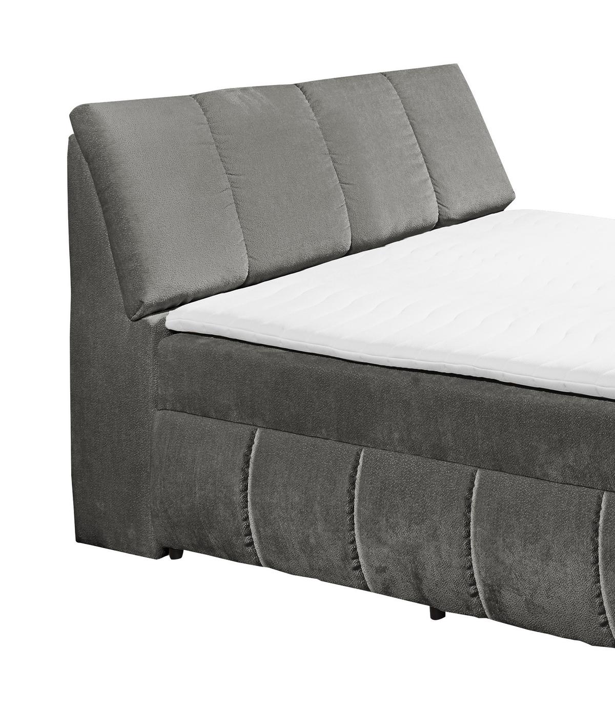 Boxbett Mit Topper+bettkasten 120x200cm Valencia - Schwarz/Graphitfarben, MODERN, Holzwerkstoff/Textil (120/200cm) - MID.YOU