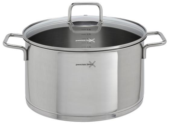 Hrnec Frank - barvy stříbra/čiré, Konvenční, kov/sklo (24cm) - Premium Living Hrnec Frank - barvy stříbra/čiré, Konvenční, kov/sklo (24cm) - Premium Living