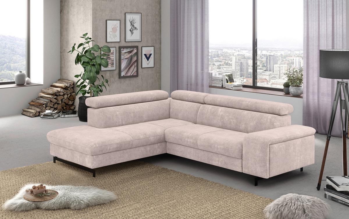 Ecksofa mit Bettkasten Emma Creme 215x262 cm - Blau/Creme, Textil (215/262cm) - MID.YOU