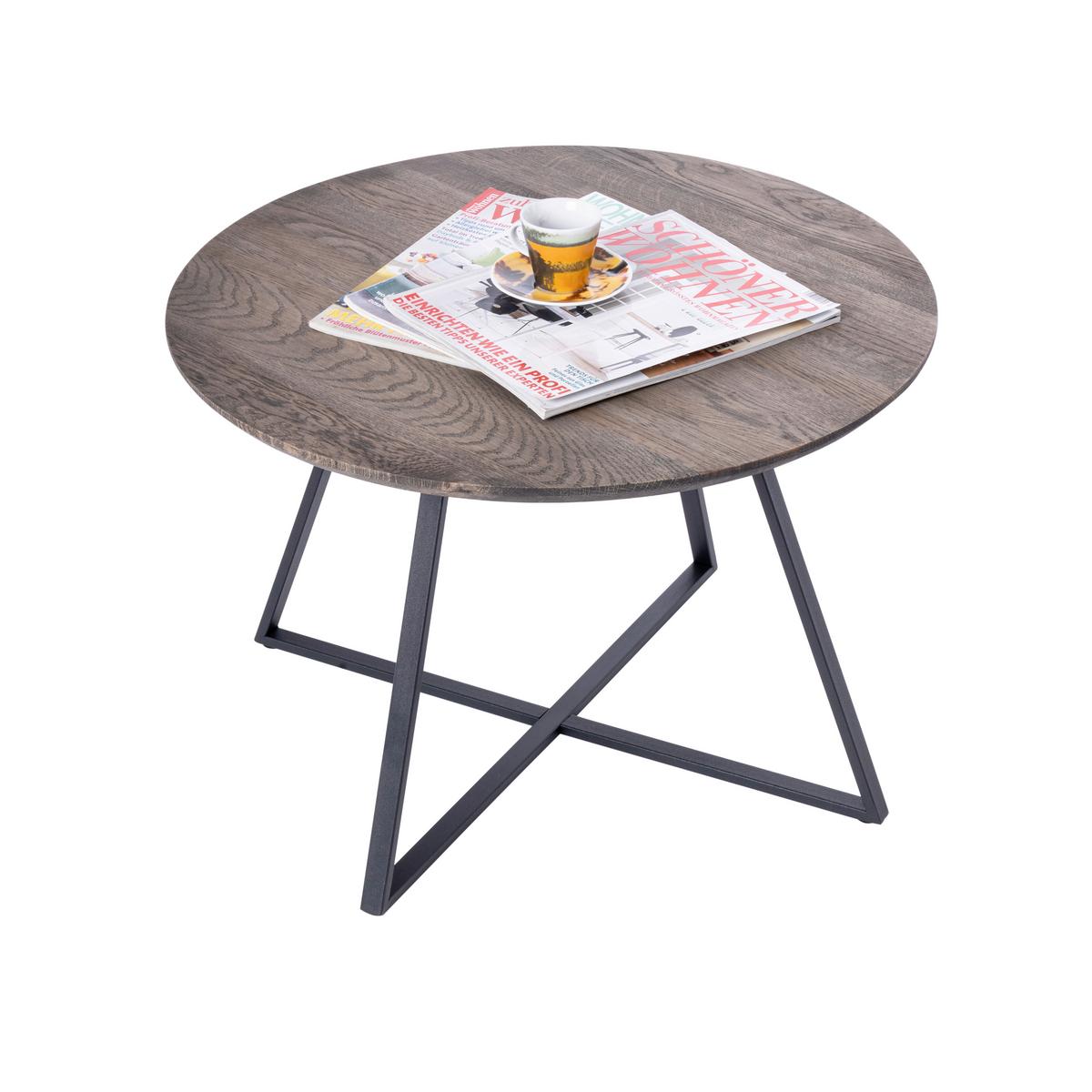 COUCHTISCH Schwarz/Eiche dunkel H: 40cm - Eiche dunkel/Schwarz, Natur, Holz/Metall (60/40cm)