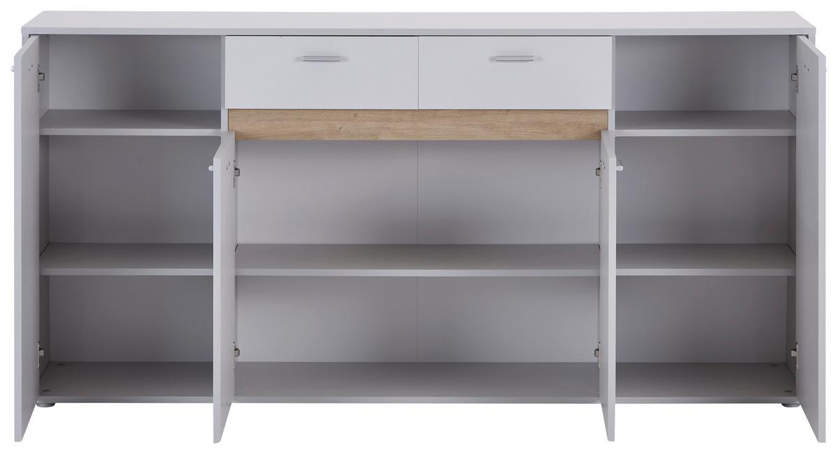 Kommode mit Bügelgriff B: 183,4 cm Slot 4t Hellgrau - Hellgrau, MODERN, Holzwerkstoff (183,4/90/40cm)
