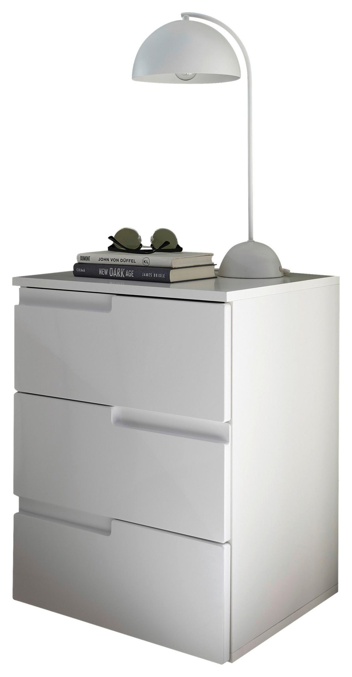 Nachtkästchen Weiß H: 60,9 Cm, Spice 3 - Weiß Hochglanz/Schwarz, MODERN, Holzwerkstoff (46,2/60,9/40cm)