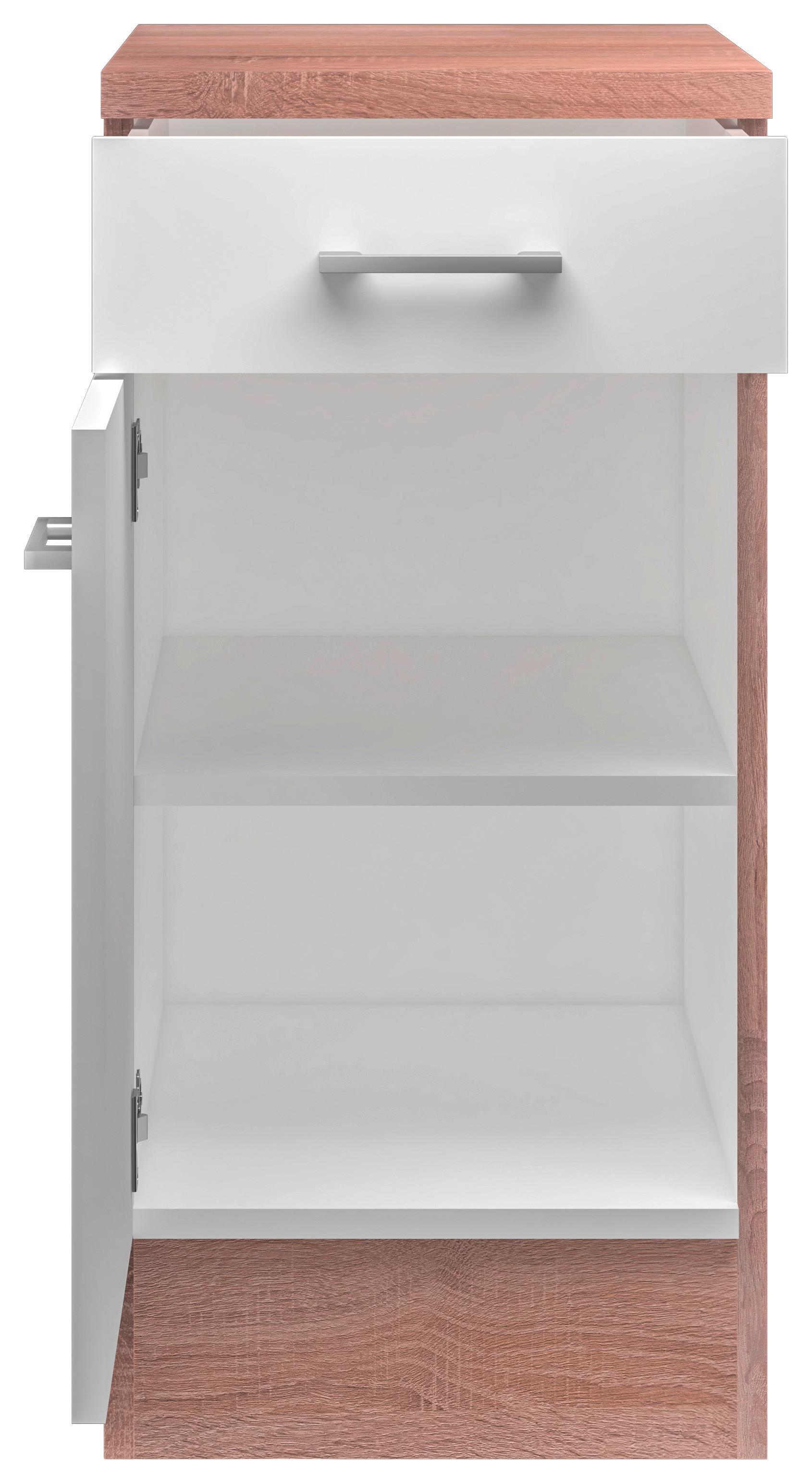 Kuchyňská Spodní Skříňka Samoa Us 40 - bílá/barvy dubu, Konvenční, kompozitní dřevo/plast (40/85/57cm)