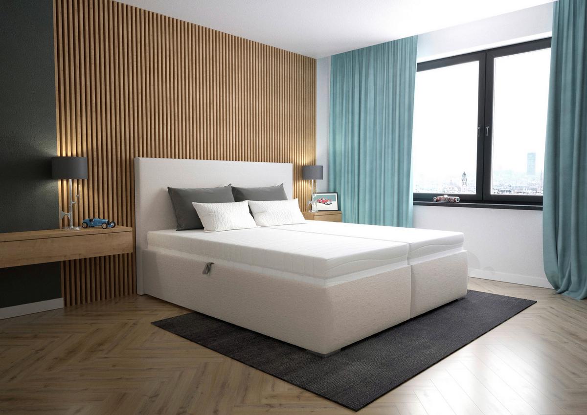 ČALOUNĚNÁ POSTEL STELA - barvy stříbra/béžová, Moderní, dřevo/kompozitní dřevo (180/200cm)