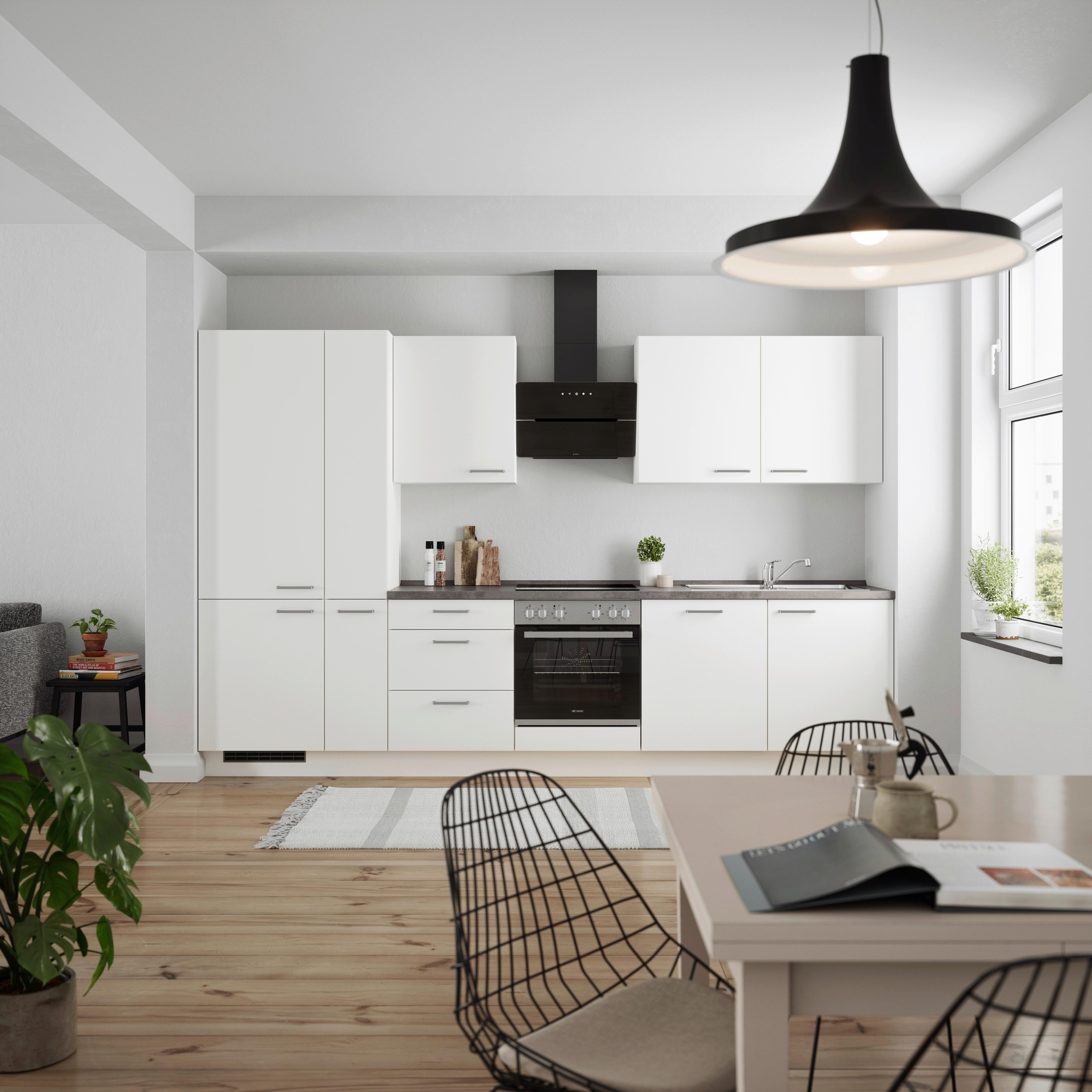 KÜCHENLEERBLOCK TOUCH HIGH - LINE, H11 LINKS - Weiß/Grau, MODERN, Holzwerkstoff (330cm) - Nobilia