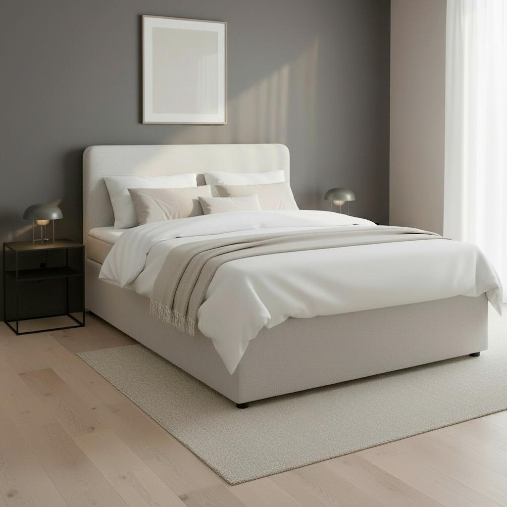 Boxspringová postel MARCO 140x200, světle šedá - černá/světle šedá, Moderní, dřevo/textil (140/200cm) - Bessagi Home