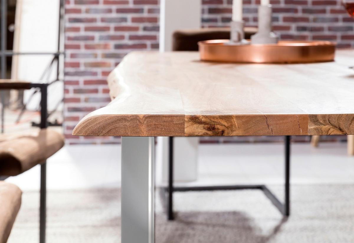 Esstisch Naturfarben /Silberfarben L: 220cm - Silberfarben/Naturfarben, MODERN, Holz/Metall (220/100/78cm) - MID.YOU